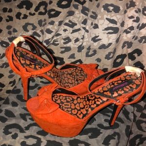 Orange platform heels